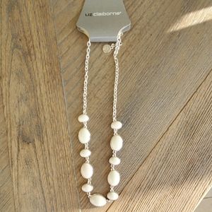 Liz Claiborne silver and white necklace.